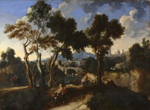 Paisaje con aldeanos, c.1640
